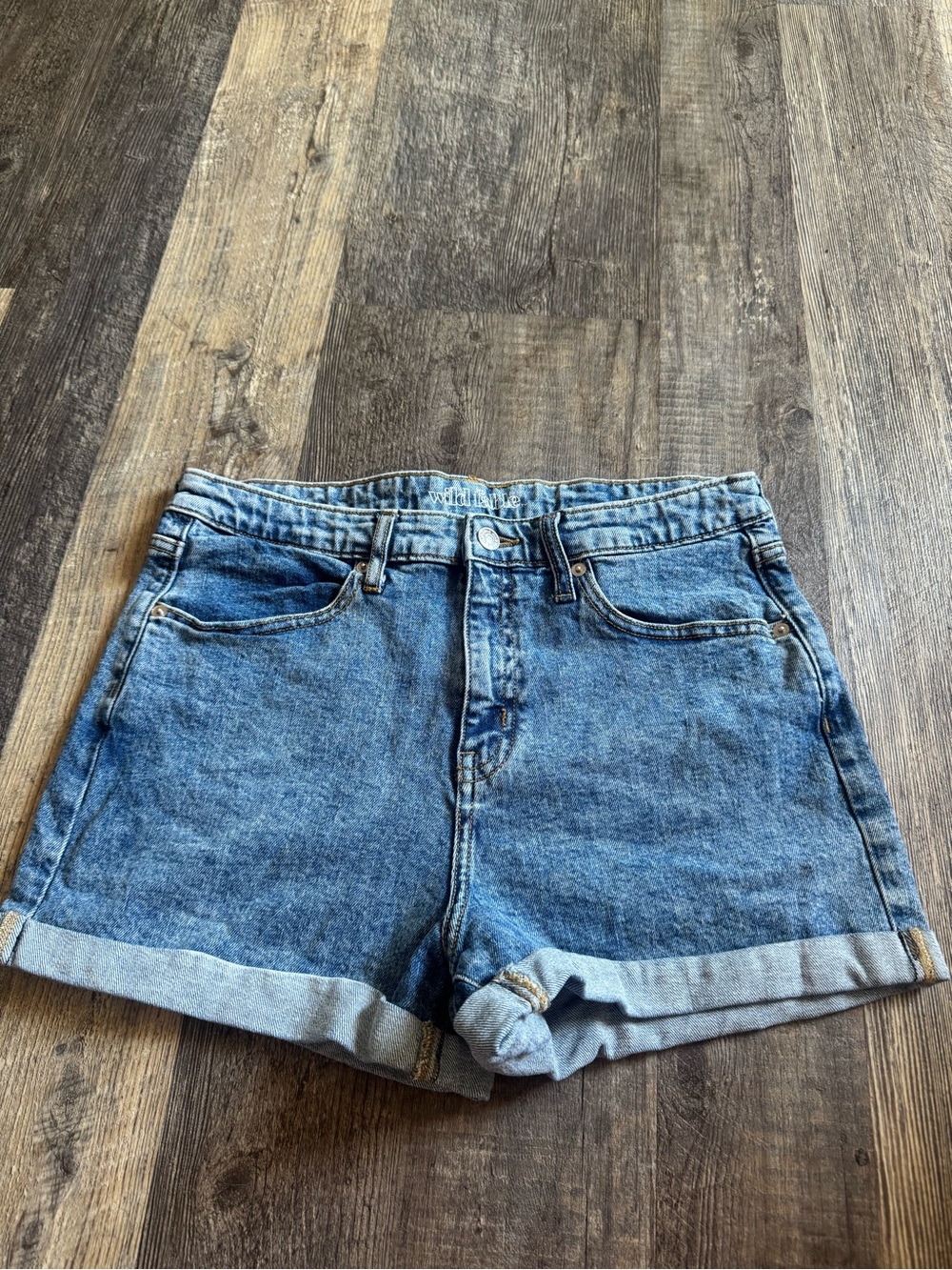 wild fable Mid-Rise Rolled Cuff Blue Denim Shorts